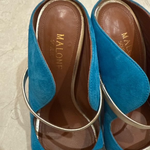 MALONE SOULIERS Women’s sandals mules NIRAH Size 6.5 Brown Blue Suede $899 - Picture 8 of 16